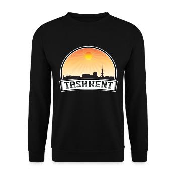 Taschkent Usbekistan Skyline Vintage Sonnenuntergang Reisen - Unisex Pullover - Schwarz - Vorne - Alina (178cm) & Michal (187cm)