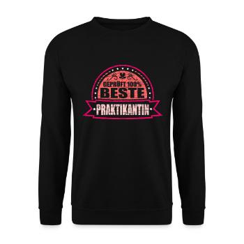 Geprüft 100% Beste Praktikantin - Unisex Pullover - Schwarz - Vorne - Alina (178cm) & Michal (187cm)
