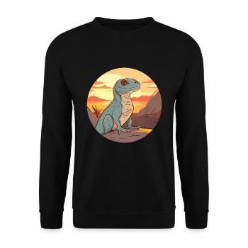Basilisk Buntes Aquarell Cartoon Kawaii Tier - Unisex Pullover - Schwarz - Vorne - Alina (178cm) & Michal (187cm)