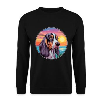 Blaue Gascogne Basset Hunderasse Bunte Karikatur Wat - Unisex Pullover - Schwarz - Vorne - Alina (178cm) & Michal (187cm)