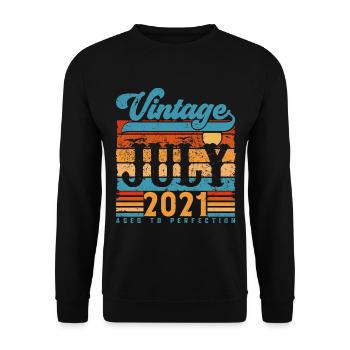 Juli 2021, Juli 2021 Geburtstagsgeschenk. - Unisex Pullover - Schwarz - Vorne - Alina (178cm) & Michal (187cm)