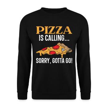 Pizza Is Calling Sorry Gotta Go Italian Food Pizza - Unisex Pullover - Schwarz - Vorne - Alina (178cm) & Michal (187cm)
