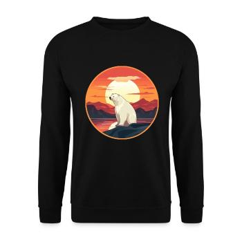 Eisbär Bunte Aquarell-Karikatur Kawaii Haustier - Unisex Pullover - Schwarz - Vorne - Alina (178cm) & Michal (187cm)