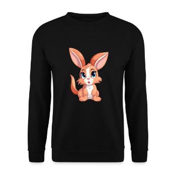 Hase buntes Aquarell Cartoon Kawaii Tier - Unisex Pullover - Schwarz - Vorne - Alina (178cm) & Michal (187cm)