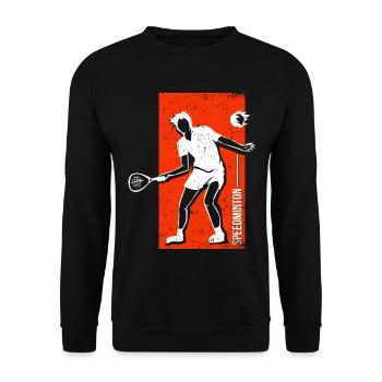 Federleichte Speedminton Ballwechsel - Unisex Pullover - Schwarz - Vorne - Alina (178cm) & Michal (187cm)