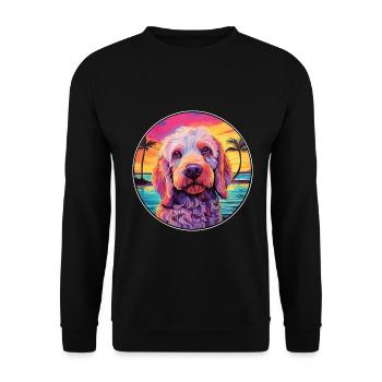 Pudelpointer Hunderasse bunte Karikatur Aquarell - Unisex Pullover - Schwarz - Vorne - Alina (178cm) & Michal (187cm)