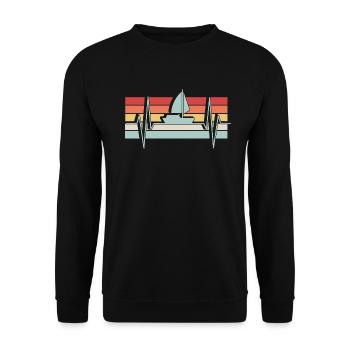 Segeln Herzschlag Retro - Unisex Pullover - Schwarz - Vorne - Alina (178cm) & Michal (187cm)