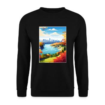Niagara Falls New York State Vintage-Reiseposter - Unisex Pullover - Schwarz - Vorne - Alina (178cm) & Michal (187cm)