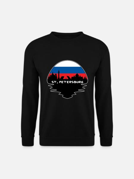 St. Petersburg Russland Flagge Skyline Silhouette Trave - Unisex Pullover - Schwarz