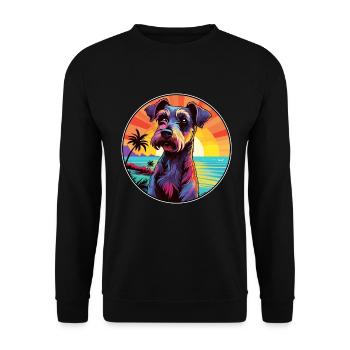 Deutsche Jagd Terrier Hunderasse Bunte Karikatur - Unisex Pullover - Schwarz - Vorne - Alina (178cm) & Michal (187cm)