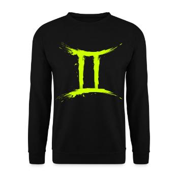 Sternzeichen Zwillinge Gelb Gemini Symbol - Unisex Pullover - Schwarz - Vorne - Alina (178cm) & Michal (187cm)