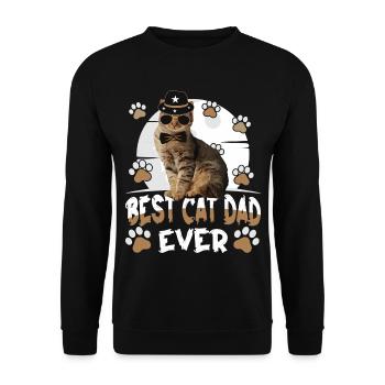 Bester Katzenvater aller Zeiten TShirt - Unisex Pullover - Schwarz - Vorne - Alina (178cm) & Michal (187cm)