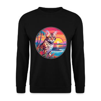 Rotluchs buntes Aquarell Karikatur Kawaii Tier - Unisex Pullover - Schwarz - Vorne - Alina (178cm) & Michal (187cm)