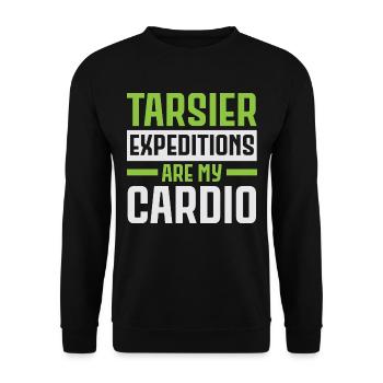 Tarsier Expeditionen sind mein Herzblatt Tier Tars - Unisex Pullover - Schwarz - Vorne - Alina (178cm) & Michal (187cm)