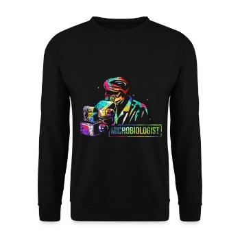 Scharfsinniger Mikrobiologe Laboralltag - Unisex Pullover - Schwarz - Vorne - Alina (178cm) & Michal (187cm)