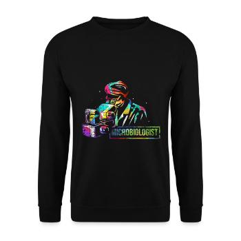 Scharfsinniger Mikrobiologe Laboralltag - Unisex Pullover - Schwarz - Vorne - Alina (178cm) & Michal (187cm)