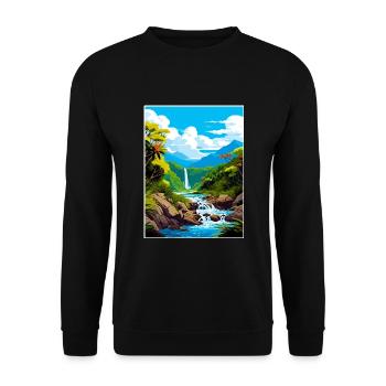 Nasse Tropen von Queensland Vintage-Reiseposter - Unisex Pullover - Schwarz - Vorne - Alina (178cm) & Michal (187cm)