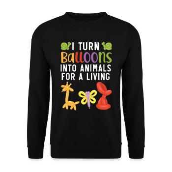 Ich verwandle Ballons in Tiere für meinen Lebensun - Unisex Pullover - Schwarz - Vorne - Alina (178cm) & Michal (187cm)