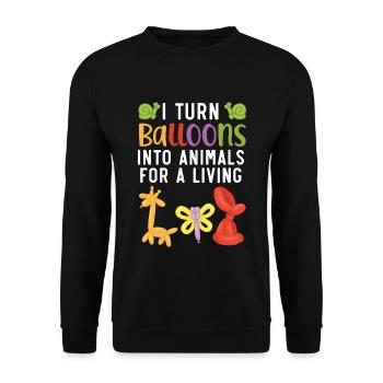 Ich verwandle Ballons in Tiere für meinen Lebensun - Unisex Pullover - Schwarz - Vorne - Alina (178cm) & Michal (187cm)