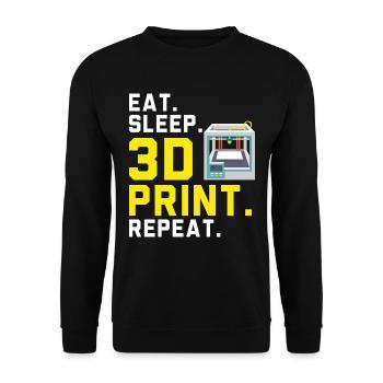 Essen Schlafen 3D-Drucken Wiederholen Machinist 3D - Unisex Pullover - Schwarz - Vorne - Alina (178cm) & Michal (187cm)