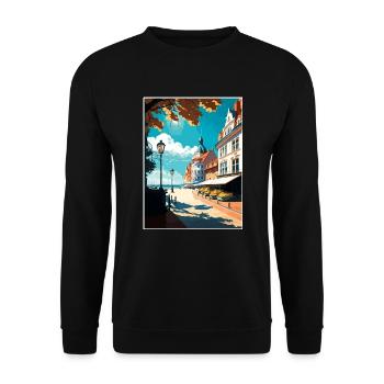 Sopot Polen Vintage Reiseposter WPA Souvenir - Unisex Pullover - Schwarz - Vorne - Alina (178cm) & Michal (187cm)