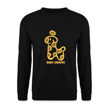 Baby Giraffe - Gelbe Giraffe Babyshirt - Unisex Pullover - Schwarz - Vorne - Alina (178cm) & Michal (187cm)