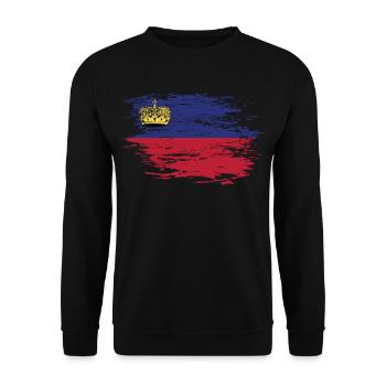 Liechtenstein Flagge used - Unisex Pullover - Schwarz - Vorne - Alina (178cm) & Michal (187cm)