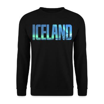 Island Polarlicht Aurora Borealis Iceland - Unisex Pullover - Schwarz - Vorne - Alina (178cm) & Michal (187cm)