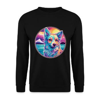Shikoku Hunderasse buntes Karikatur-Aquarell - Unisex Pullover - Schwarz - Vorne - Alina (178cm) & Michal (187cm)