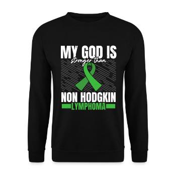 Mein Gott ist stärker als das Non-Hodgkin-Lymphom - Unisex Pullover - Schwarz - Vorne - Alina (178cm) & Michal (187cm)
