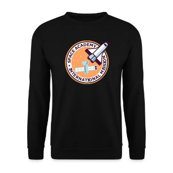 Space Academy International Vintage Farbe - Unisex Pullover - Schwarz - Vorne - Alina (178cm) & Michal (187cm)