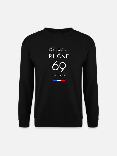 Das Leben ist besser in RHÔNE Number 69 Auvergne Frankreich - Unisex Pullover - Schwarz