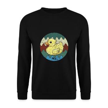 Badeente Retro - Unisex Pullover - Schwarz - Vorne - Alina (178cm) & Michal (187cm)