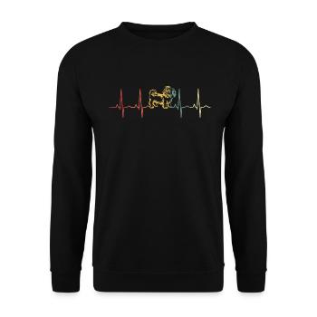 Shih Tzu Hund Herzschlag - Unisex Pullover - Schwarz - Vorne - Alina (178cm) & Michal (187cm)