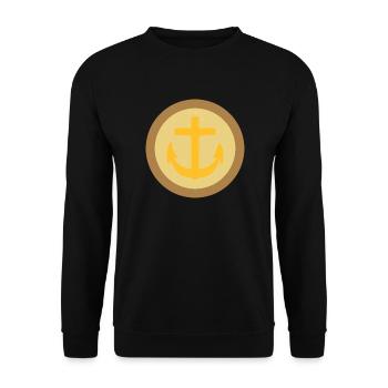 Knopf Marine Anker Schluterklappe - Unisex Pullover - Schwarz - Vorne - Alina (178cm) & Michal (187cm)