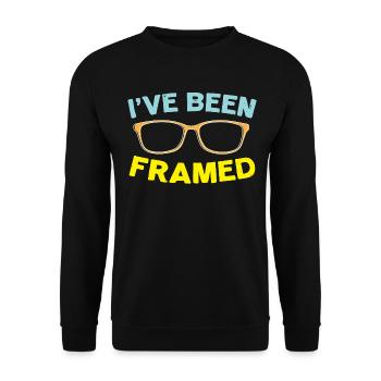 Ich bin gerahmt worden Brillenflüsterer Optiker - Unisex Pullover - Schwarz - Vorne - Alina (178cm) & Michal (187cm)