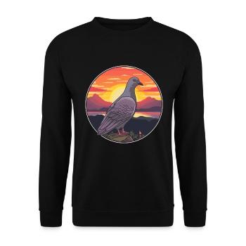 Taube buntes Aquarell Cartoon Kawaii Tier - Unisex Pullover - Schwarz - Vorne - Alina (178cm) & Michal (187cm)
