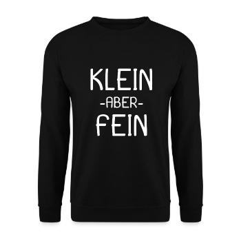 Spruch Klein aber fein - Unisex Pullover - Schwarz - Vorne - Alina (178cm) & Michal (187cm)
