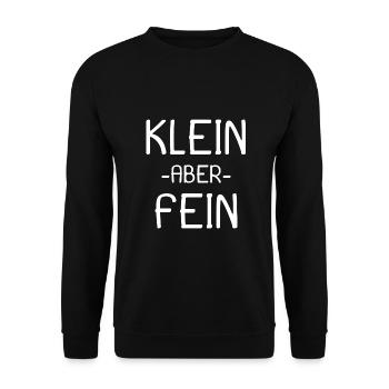 Spruch Klein aber fein - Unisex Pullover - Schwarz - Vorne - Alina (178cm) & Michal (187cm)