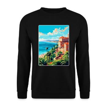 Côte d azur Frankreich Vintage Reiseplakat Souvenir - Unisex Pullover - Schwarz - Vorne - Alina (178cm) & Michal (187cm)