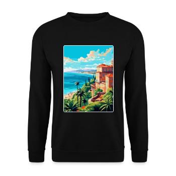 Côte d azur Frankreich Vintage Reiseplakat Souvenir - Unisex Pullover - Schwarz - Vorne - Alina (178cm) & Michal (187cm)