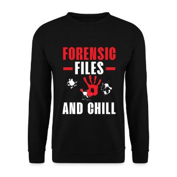 Forensische Akten und Chill Forensische Wissenscha - Unisex Pullover - Schwarz - Vorne - Alina (178cm) & Michal (187cm)