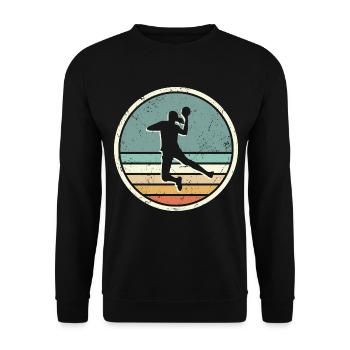 Handballspielerin Vintage Mädchen Handball - Unisex Pullover - Schwarz - Vorne - Alina (178cm) & Michal (187cm)