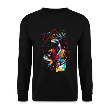 Einfühlsame Hebamme Geburtsbegleitung - Unisex Pullover - Schwarz - Vorne - Alina (178cm) & Michal (187cm)