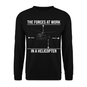Fliehkäfte Helicopter - Unisex Pullover - Schwarz - Vorne - Alina (178cm) & Michal (187cm)