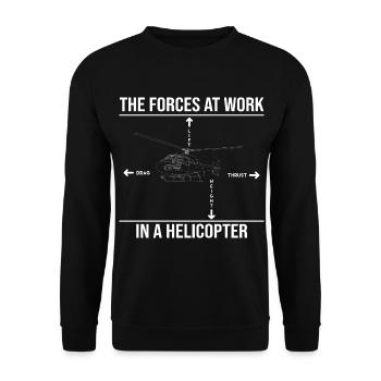 Fliehkäfte Helicopter - Unisex Pullover - Schwarz - Vorne - Alina (178cm) & Michal (187cm)