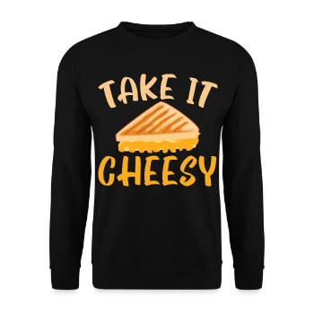 Nimm es Käsig Foodie Gerösteter Grillkäse - Unisex Pullover - Schwarz - Vorne - Alina (178cm) & Michal (187cm)