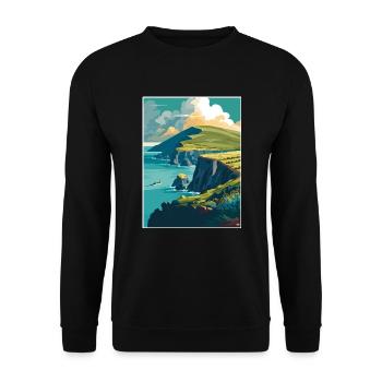Dingle Halbinsel Irland Vintage Reiseposter WPA - Unisex Pullover - Schwarz - Vorne - Alina (178cm) & Michal (187cm)
