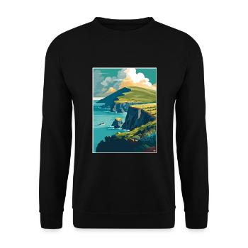 Dingle Halbinsel Irland Vintage Reiseposter WPA - Unisex Pullover - Schwarz - Vorne - Alina (178cm) & Michal (187cm)