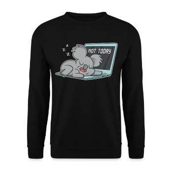 Koala Langschläfer Faulpelz Morgenmuffel Koalabär - Unisex Pullover - Schwarz - Vorne - Alina (178cm) & Michal (187cm)